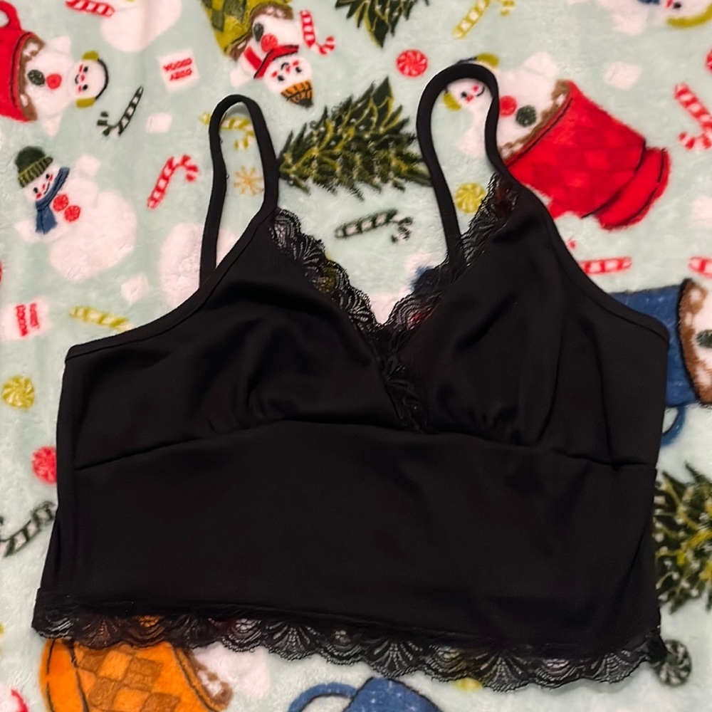 cropped laced cami